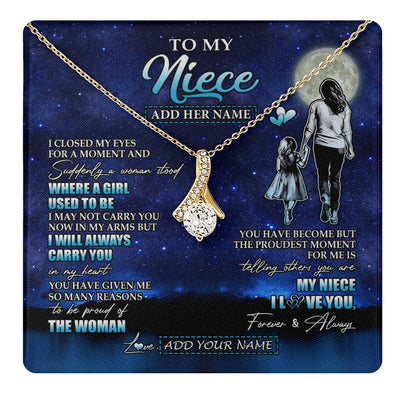 Alluring Beauty Necklace 18K Yellow Gold Finish | 1 | Personalized To My Niece Gifts Necklace From Aunt Auntie I Closed My Eyes For A Moment Niece Birthday Graduation Christmas Customized Gift Box Message Card | teecentury.myshopify