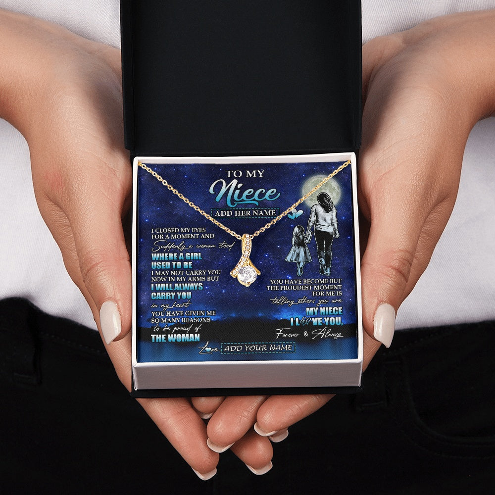 Alluring Beauty Necklace 18K Yellow Gold Finish | 2 | Personalized To My Niece Gifts Necklace From Aunt Auntie I Closed My Eyes For A Moment Niece Birthday Graduation Christmas Customized Gift Box Message Card | teecentury.myshopify