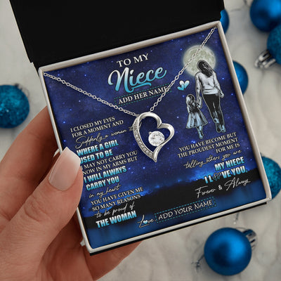 Forever Love Necklace 14K White Gold Finish | 2 | Personalized To My Niece Gifts Necklace From Aunt Auntie I Closed My Eyes For A Moment Niece Birthday Graduation Christmas Customized Gift Box Message Card | teecentury.myshopify