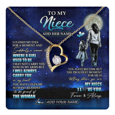 Forever Love Necklace 18K Yellow Gold Finish | 1 | Personalized To My Niece Gifts Necklace From Aunt Auntie I Closed My Eyes For A Moment Niece Birthday Graduation Christmas Customized Gift Box Message Card | teecentury.myshopify