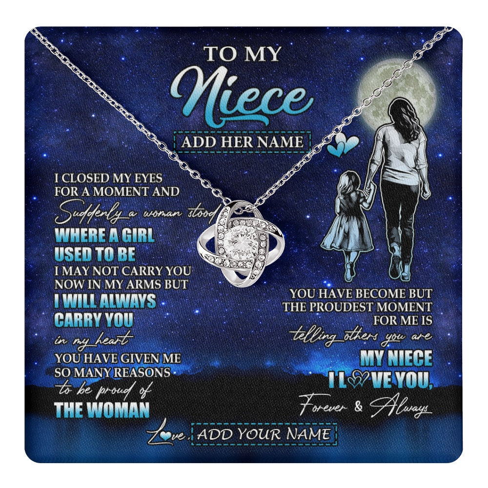 Love Knot Necklace 14K White Gold Finish | 1 | Personalized To My Niece Gifts Necklace From Aunt Auntie I Closed My Eyes For A Moment Niece Birthday Graduation Christmas Customized Gift Box Message Card | teecentury.myshopify