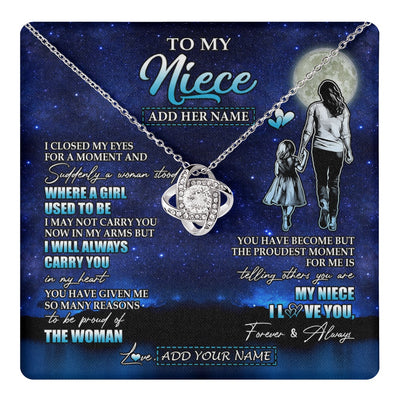 Love Knot Necklace 14K White Gold Finish | 1 | Personalized To My Niece Gifts Necklace From Aunt Auntie I Closed My Eyes For A Moment Niece Birthday Graduation Christmas Customized Gift Box Message Card | teecentury.myshopify