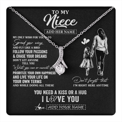 Alluring Beauty Necklace 14K White Gold Finish | 1 | Personalized To My Niece Gifts Necklace From Aunt Auntie My Only Wish For You Niece Birthday Gifts Graduation Christmas Customized Gift Box Message Card | teecentury.myshopify