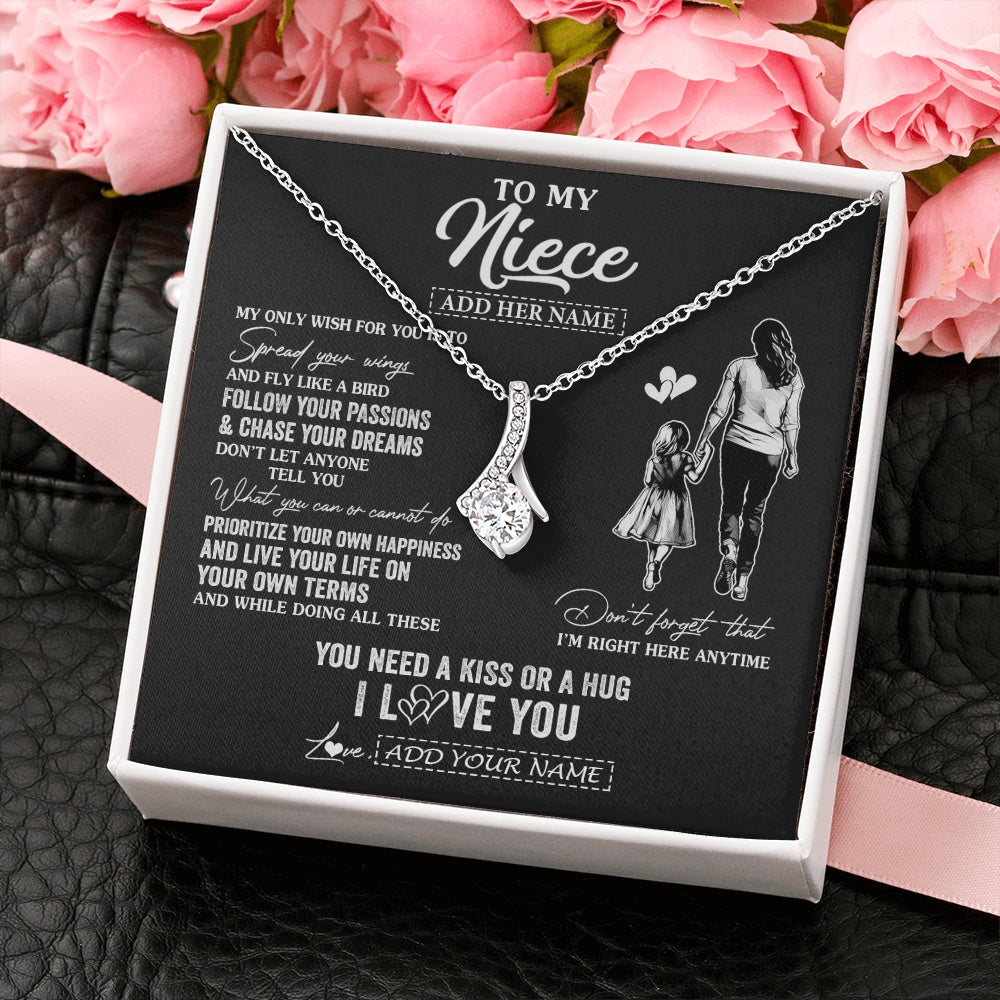 Alluring Beauty Necklace 14K White Gold Finish | 2 | Personalized To My Niece Gifts Necklace From Aunt Auntie My Only Wish For You Niece Birthday Gifts Graduation Christmas Customized Gift Box Message Card | teecentury.myshopify