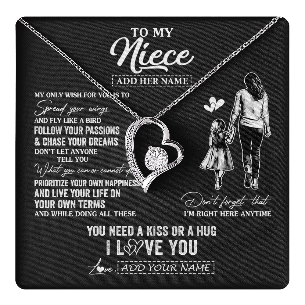 Forever Love Necklace 14K White Gold Finish | 1 | Personalized To My Niece Gifts Necklace From Aunt Auntie My Only Wish For You Niece Birthday Gifts Graduation Christmas Customized Gift Box Message Card | teecentury.myshopify