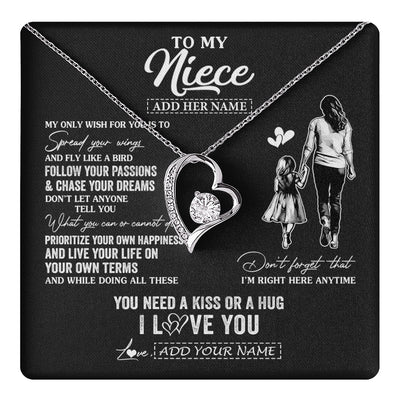 Forever Love Necklace 14K White Gold Finish | 1 | Personalized To My Niece Gifts Necklace From Aunt Auntie My Only Wish For You Niece Birthday Gifts Graduation Christmas Customized Gift Box Message Card | teecentury.myshopify