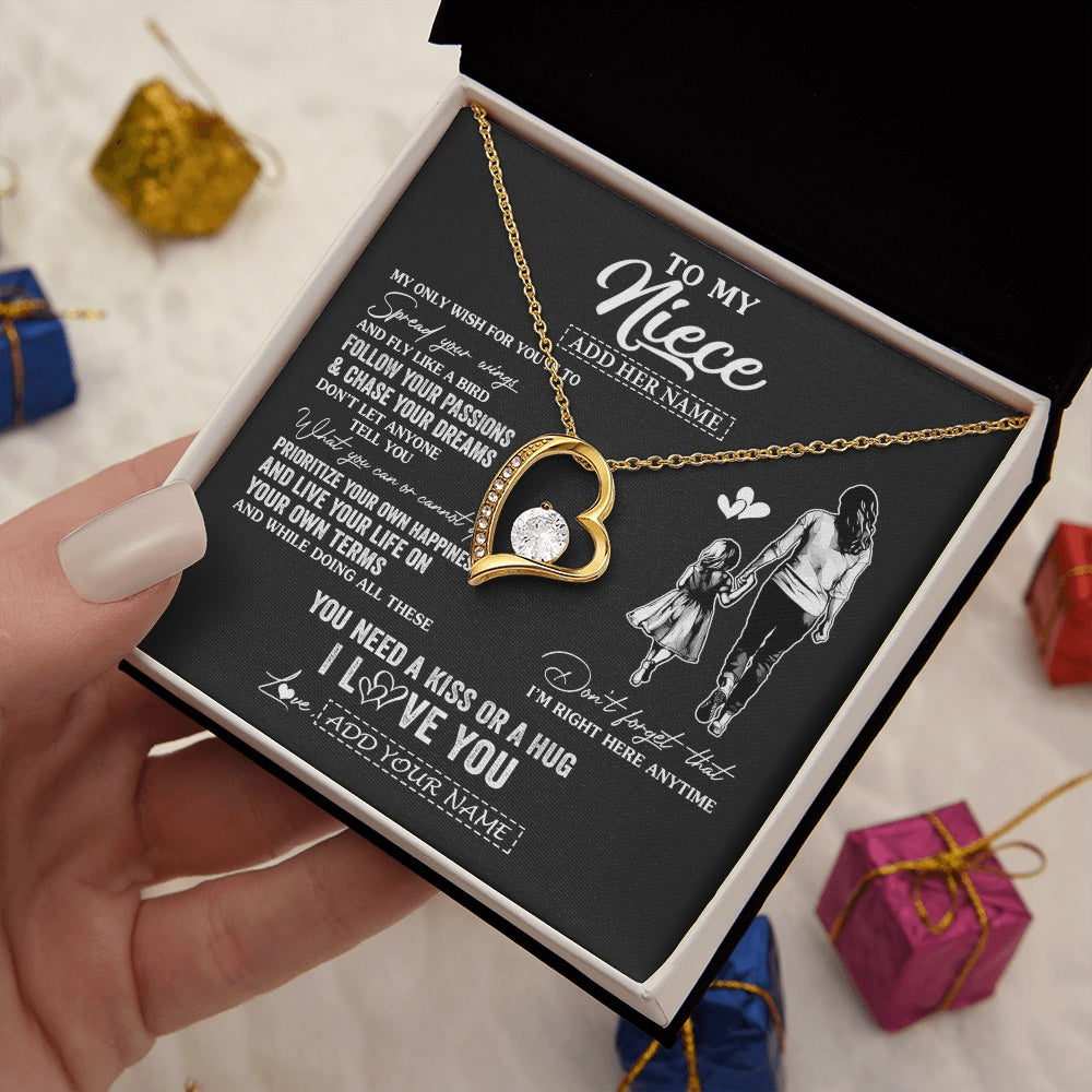 Forever Love Necklace 18K Yellow Gold Finish | 2 | Personalized To My Niece Gifts Necklace From Aunt Auntie My Only Wish For You Niece Birthday Gifts Graduation Christmas Customized Gift Box Message Card | teecentury.myshopify
