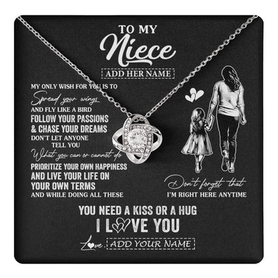 Love Knot Necklace 14K White Gold Finish | 1 | Personalized To My Niece Gifts Necklace From Aunt Auntie My Only Wish For You Niece Birthday Gifts Graduation Christmas Customized Gift Box Message Card | teecentury.myshopify