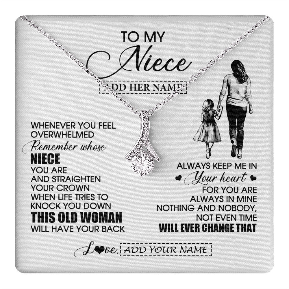 Alluring Beauty Necklace 14K White Gold Finish | 1 | Personalized To My Niece Gifts Necklace From Aunt Auntie Whenever Woman Unique Birthday Gifts For Niece Graduation Christmas Customized Gift Box Message Card | teecentury.myshopify