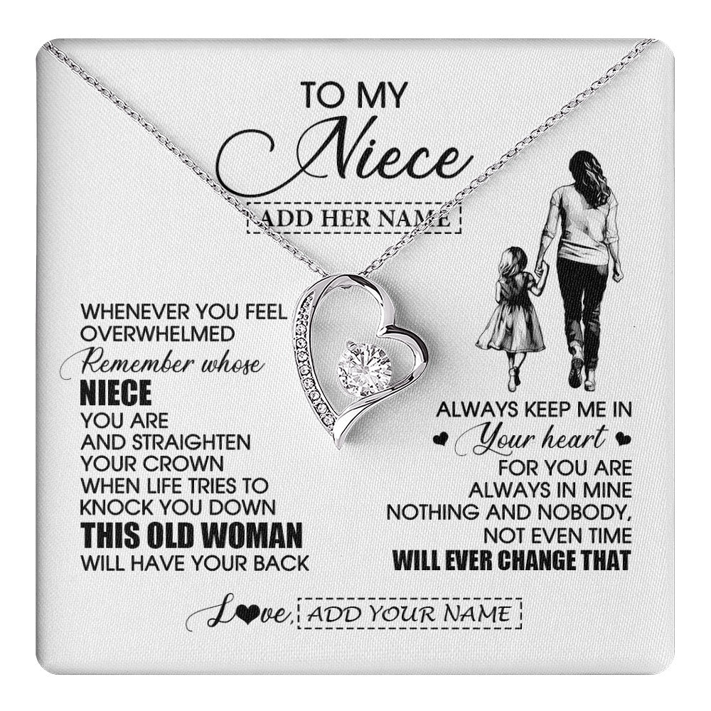 Forever Love Necklace 14K White Gold Finish | 1 | Personalized To My Niece Gifts Necklace From Aunt Auntie Whenever Woman Unique Birthday Gifts For Niece Graduation Christmas Customized Gift Box Message Card | teecentury.myshopify