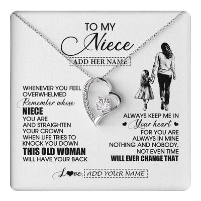 Forever Love Necklace 14K White Gold Finish | 1 | Personalized To My Niece Gifts Necklace From Aunt Auntie Whenever Woman Unique Birthday Gifts For Niece Graduation Christmas Customized Gift Box Message Card | teecentury.myshopify