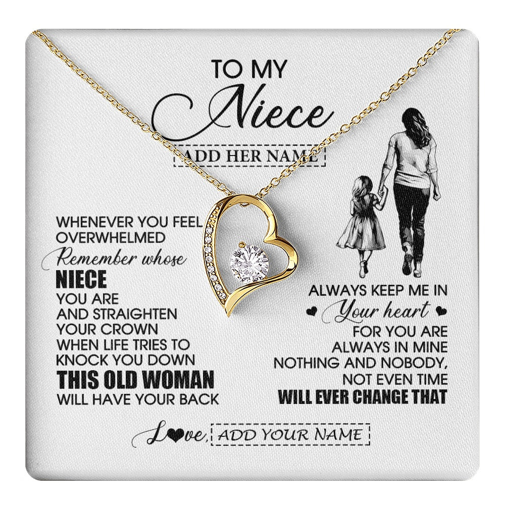 Forever Love Necklace 18K Yellow Gold Finish | 1 | Personalized To My Niece Gifts Necklace From Aunt Auntie Whenever Woman Unique Birthday Gifts For Niece Graduation Christmas Customized Gift Box Message Card | teecentury.myshopify