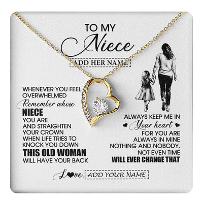 Forever Love Necklace 18K Yellow Gold Finish | 1 | Personalized To My Niece Gifts Necklace From Aunt Auntie Whenever Woman Unique Birthday Gifts For Niece Graduation Christmas Customized Gift Box Message Card | teecentury.myshopify