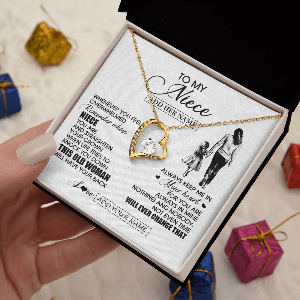 Forever Love Necklace 18K Yellow Gold Finish | 2 | Personalized To My Niece Gifts Necklace From Aunt Auntie Whenever Woman Unique Birthday Gifts For Niece Graduation Christmas Customized Gift Box Message Card | teecentury.myshopify