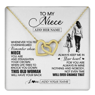 Interlocking Hearts Necklace 18K Yellow Gold Finish | 1 | Personalized To My Niece Gifts Necklace From Aunt Auntie Whenever Woman Unique Birthday Gifts For Niece Graduation Christmas Customized Gift Box Message Card | teecentury.myshopify