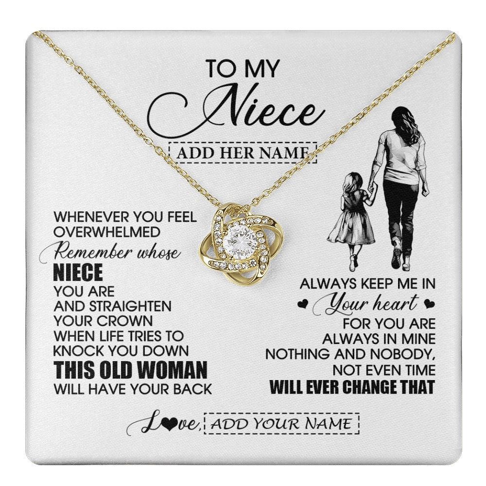 Love Knot Necklace 18K Yellow Gold Finish | 1 | Personalized To My Niece Gifts Necklace From Aunt Auntie Whenever Woman Unique Birthday Gifts For Niece Graduation Christmas Customized Gift Box Message Card | teecentury.myshopify