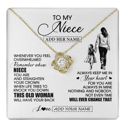 Love Knot Necklace 18K Yellow Gold Finish | 1 | Personalized To My Niece Gifts Necklace From Aunt Auntie Whenever Woman Unique Birthday Gifts For Niece Graduation Christmas Customized Gift Box Message Card | teecentury.myshopify