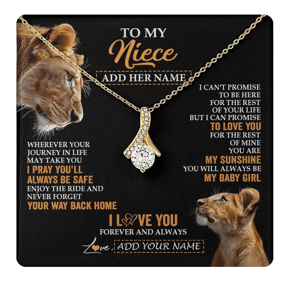 Alluring Beauty Necklace 18K Yellow Gold Finish | 1 | Personalized To My Niece Gifts Necklace From Aunt Auntie Wherever Your Journey In Life Lion Niece Birthday Gifts Christmas Custom Gift Box Message Card | https://teecentury.