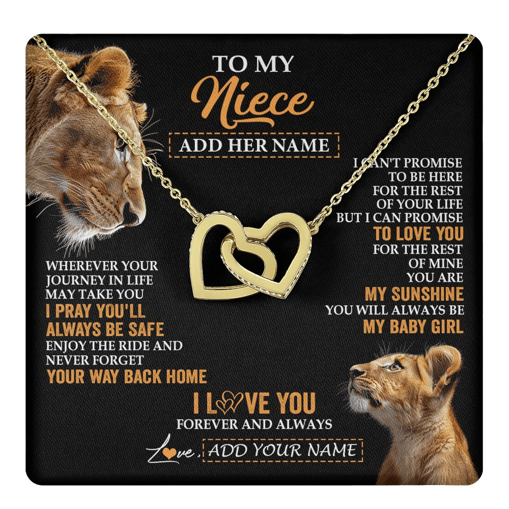 Interlocking Hearts Necklace 18K Yellow Gold Finish | 1 | Personalized To My Niece Gifts Necklace From Aunt Auntie Wherever Your Journey In Life Lion Niece Birthday Gifts Christmas Custom Gift Box Message Card | https://teecentury.