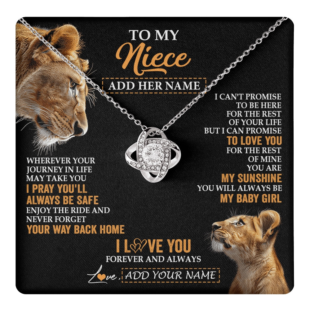 Love Knot Necklace 14K White Gold Finish | 1 | Personalized To My Niece Gifts Necklace From Aunt Auntie Wherever Your Journey In Life Lion Niece Birthday Gifts Christmas Custom Gift Box Message Card | https://teecentury.