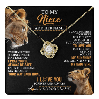 Love Knot Necklace 18K Yellow Gold Finish | 1 | Personalized To My Niece Gifts Necklace From Aunt Auntie Wherever Your Journey In Life Lion Niece Birthday Gifts Christmas Custom Gift Box Message Card | https://teecentury.