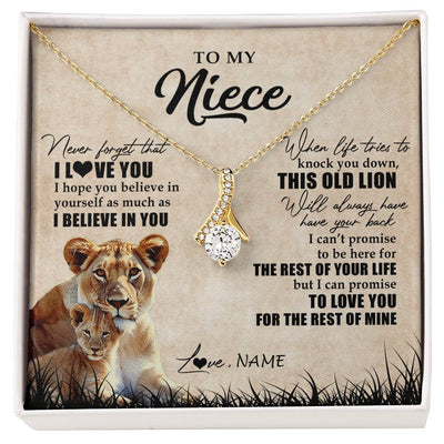 Alluring Beauty Necklace 18K Yellow Gold Finish | Personalized To My Niece Gifts Necklace From Aunt Old Lion Niece Jewelry Birthday Gifts Graduation Christmas Customized Gift Box Message Card | teecentury