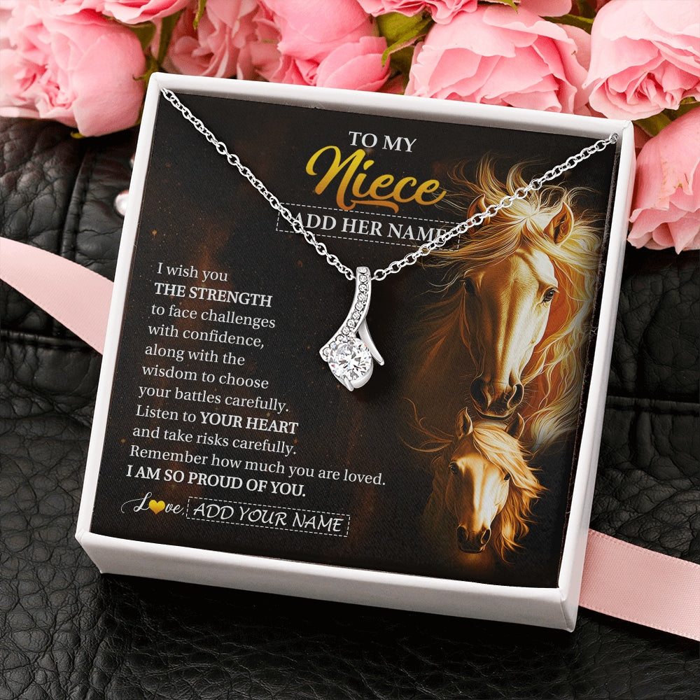 Alluring Beauty Necklace 14K White Gold Finish | 2 | Personalized To My Niece Gifts Necklace From Aunt Uncle Auntie I Wish You The Strength Horse Niece Birthday Gifts Christmas Graduation Gift Box Message Card | https://teecentury.