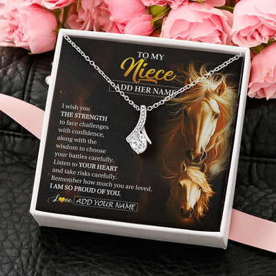 Alluring Beauty Necklace 14K White Gold Finish | 2 | Personalized To My Niece Gifts Necklace From Aunt Uncle Auntie I Wish You The Strength Horse Niece Birthday Gifts Christmas Graduation Gift Box Message Card | https://teecentury.