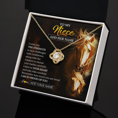 Love Knot Necklace 18K Yellow Gold Finish | 2 | Personalized To My Niece Gifts Necklace From Aunt Uncle Auntie I Wish You The Strength Horse Niece Birthday Gifts Christmas Graduation Gift Box Message Card | https://teecentury.