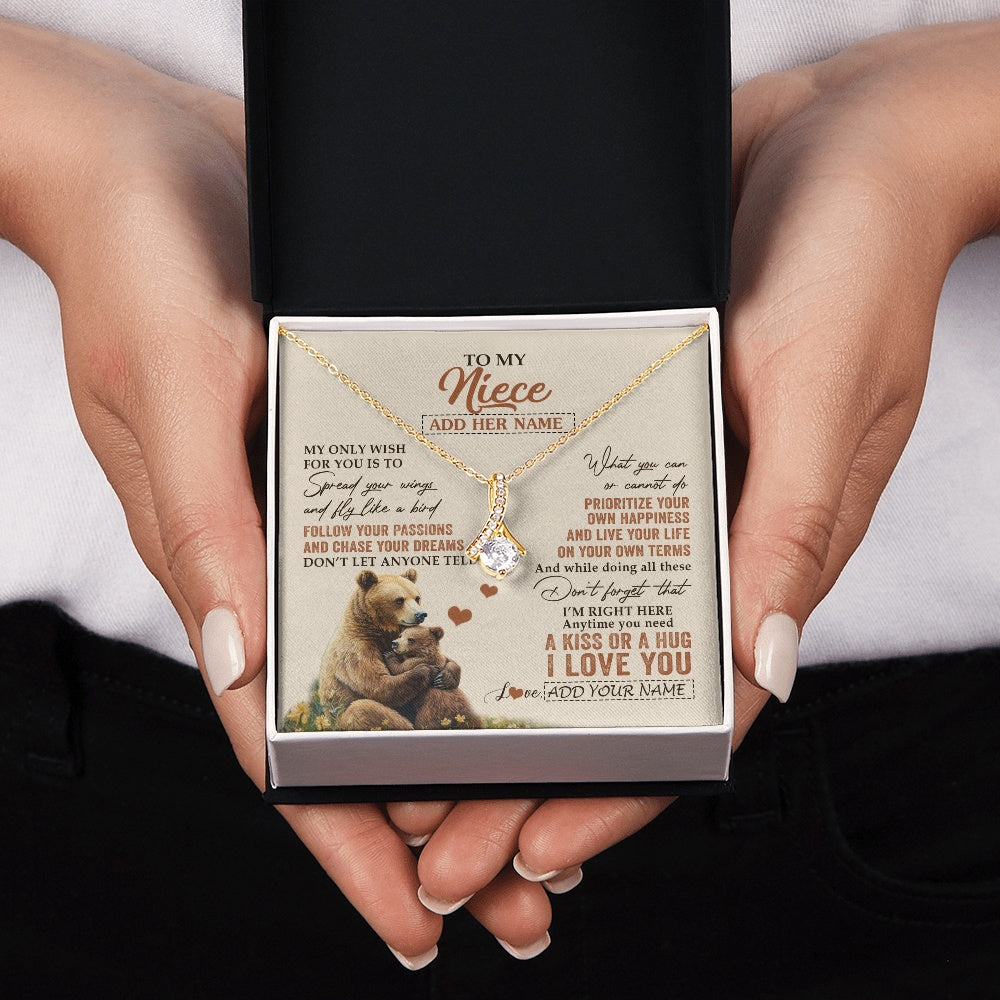 Alluring Beauty Necklace 18K Yellow Gold Finish | 2 | Personalized To My Niece Gifts Necklace From Aunt Uncle Bear My Only Wish For You Niece Birthday Gifts Graduation Christmas Customized Gift Box Message Card | teecentury.myshopify