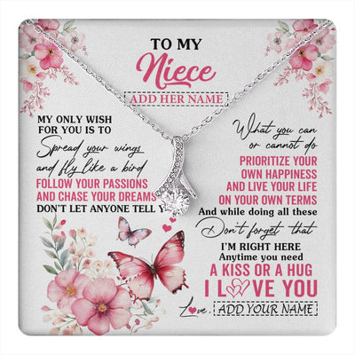 Alluring Beauty Necklace 14K White Gold Finish | 1 | Personalized To My Niece Gifts Necklace From Aunt Uncle Butterfly My Only Wish For You Niece Birthday Gifts Christmas Customized Gift Box Message Card | teecentury.myshopify