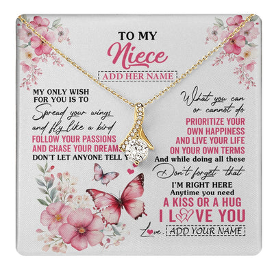 Alluring Beauty Necklace 18K Yellow Gold Finish | 1 | Personalized To My Niece Gifts Necklace From Aunt Uncle Butterfly My Only Wish For You Niece Birthday Gifts Christmas Customized Gift Box Message Card | teecentury.myshopify