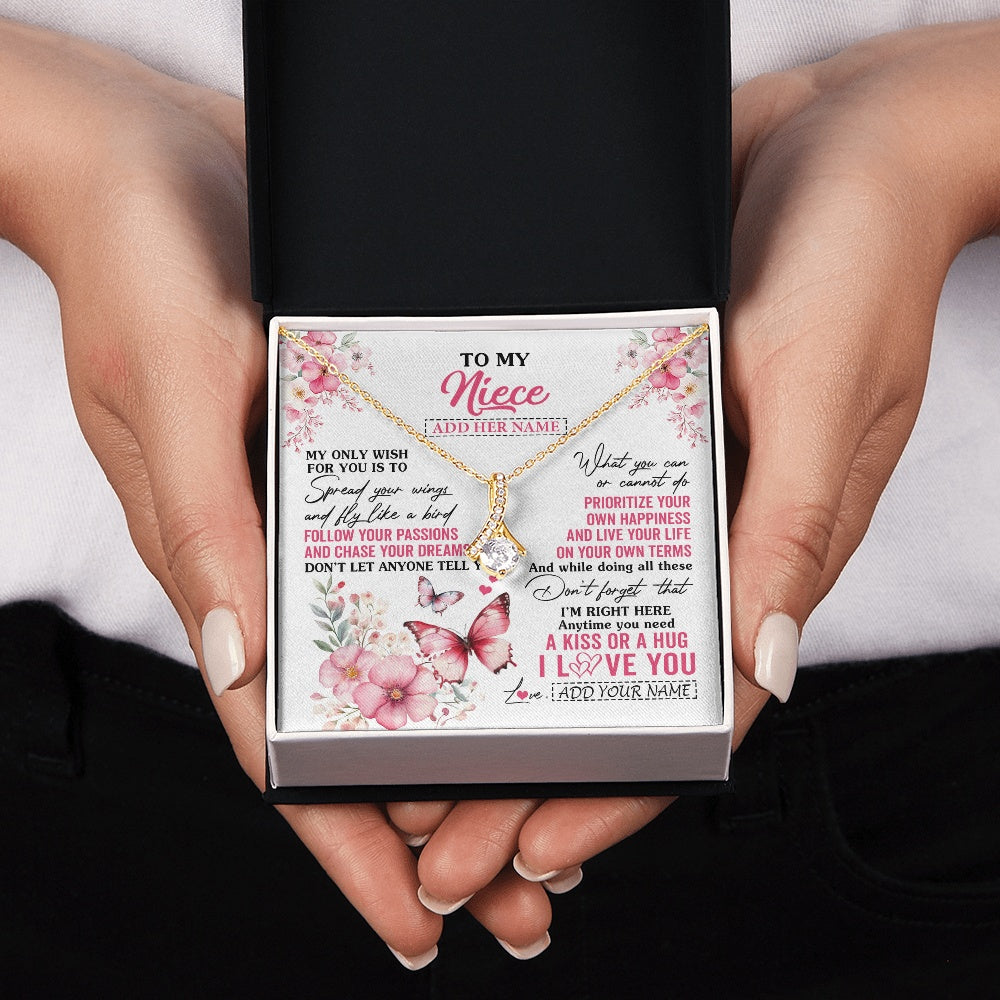 Alluring Beauty Necklace 18K Yellow Gold Finish | 2 | Personalized To My Niece Gifts Necklace From Aunt Uncle Butterfly My Only Wish For You Niece Birthday Gifts Christmas Customized Gift Box Message Card | teecentury.myshopify