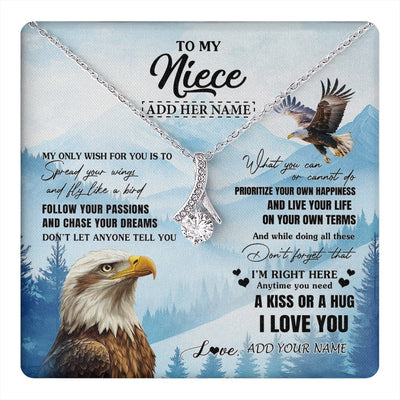 Alluring Beauty Necklace 14K White Gold Finish | 1 | Personalized To My Niece Gifts Necklace From Aunt Uncle Eagle My Only Wish For You Niece Birthday Gifts Graduation Christmas Customized Gift Box Message Card | teecentury.myshopify