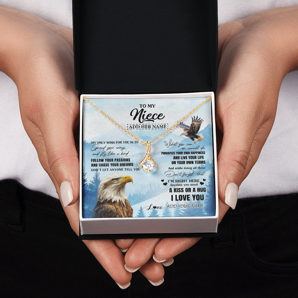 Alluring Beauty Necklace 18K Yellow Gold Finish | 2 | Personalized To My Niece Gifts Necklace From Aunt Uncle Eagle My Only Wish For You Niece Birthday Gifts Graduation Christmas Customized Gift Box Message Card | teecentury.myshopify