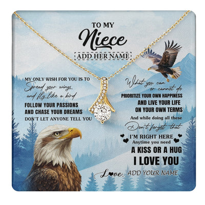 Alluring Beauty Necklace 18K Yellow Gold Finish | 1 | Personalized To My Niece Gifts Necklace From Aunt Uncle Eagle My Only Wish For You Niece Birthday Gifts Graduation Christmas Customized Gift Box Message Card | teecentury.myshopify