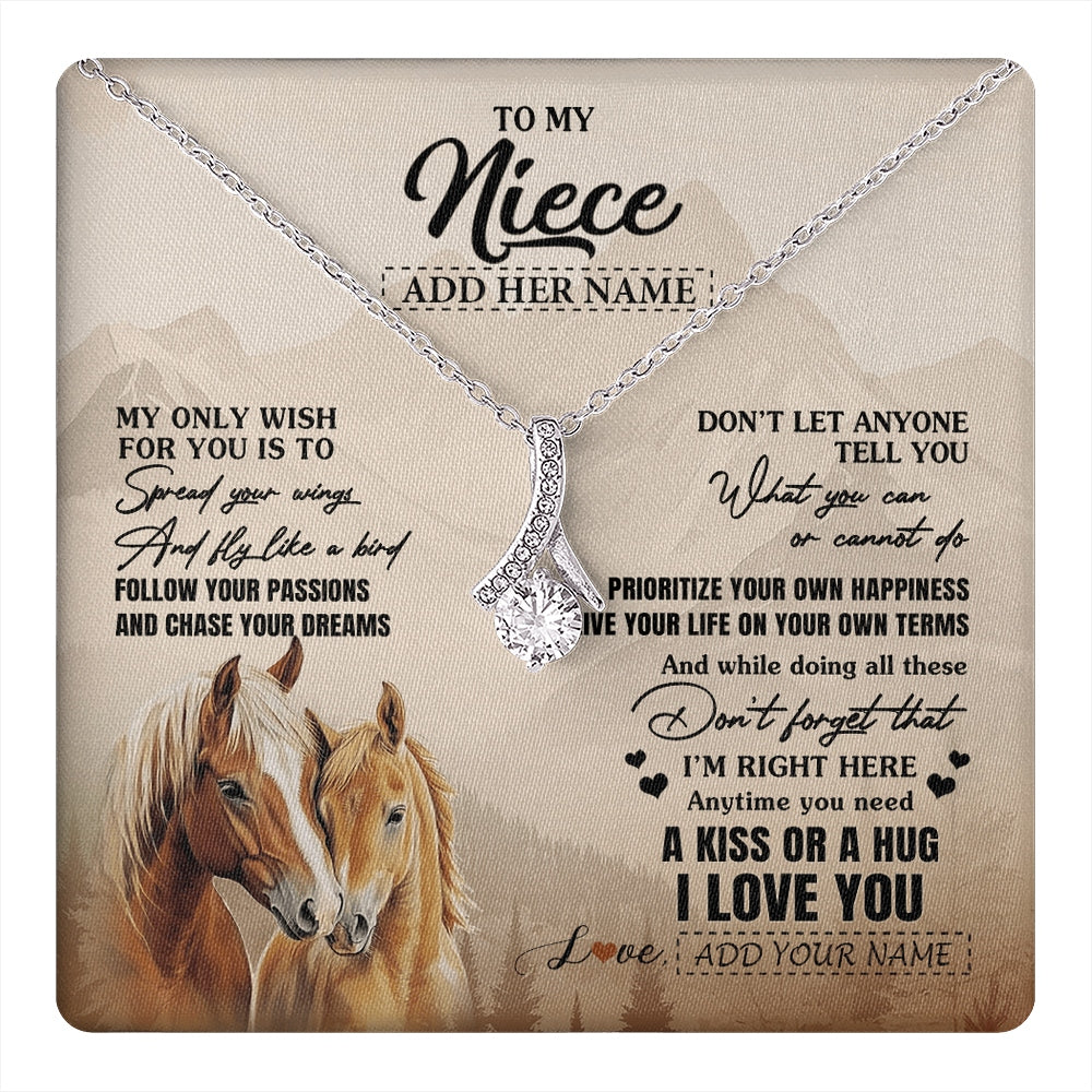Alluring Beauty Necklace 14K White Gold Finish | 1 | Personalized To My Niece Gifts Necklace From Aunt Uncle Horse My Only Wish For You Niece Birthday Gifts Graduation Christmas Customized Gift Box Message Card | https://teecentury.