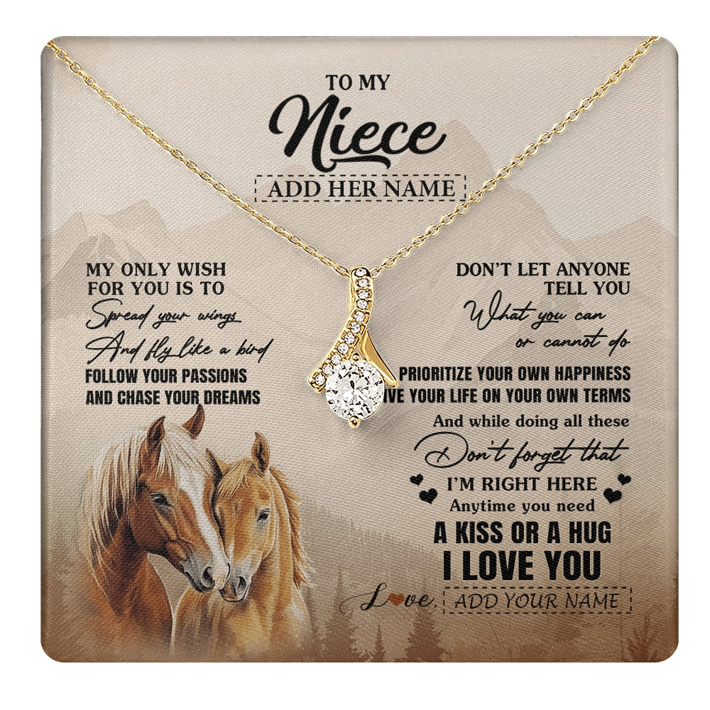 Alluring Beauty Necklace 18K Yellow Gold Finish | 1 | Personalized To My Niece Gifts Necklace From Aunt Uncle Horse My Only Wish For You Niece Birthday Gifts Graduation Christmas Customized Gift Box Message Card | https://teecentury.