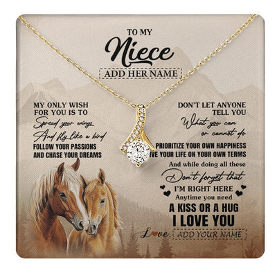 Alluring Beauty Necklace 18K Yellow Gold Finish | 1 | Personalized To My Niece Gifts Necklace From Aunt Uncle Horse My Only Wish For You Niece Birthday Gifts Graduation Christmas Customized Gift Box Message Card | https://teecentury.