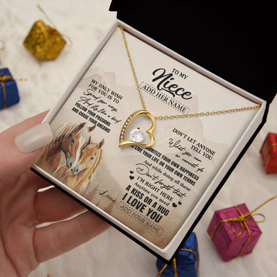 Forever Love Necklace 18K Yellow Gold Finish | 2 | Personalized To My Niece Gifts Necklace From Aunt Uncle Horse My Only Wish For You Niece Birthday Gifts Graduation Christmas Customized Gift Box Message Card | https://teecentury.