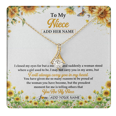 Alluring Beauty Necklace 18K Yellow Gold Finish | 1 | Personalized To My Niece Gifts Necklace From Aunt Uncle I Closed My Eyes Sunflower Best Niece Birthday Gifts Graduation Christmas Custom Gift Box Message Card | teecentury.myshopify