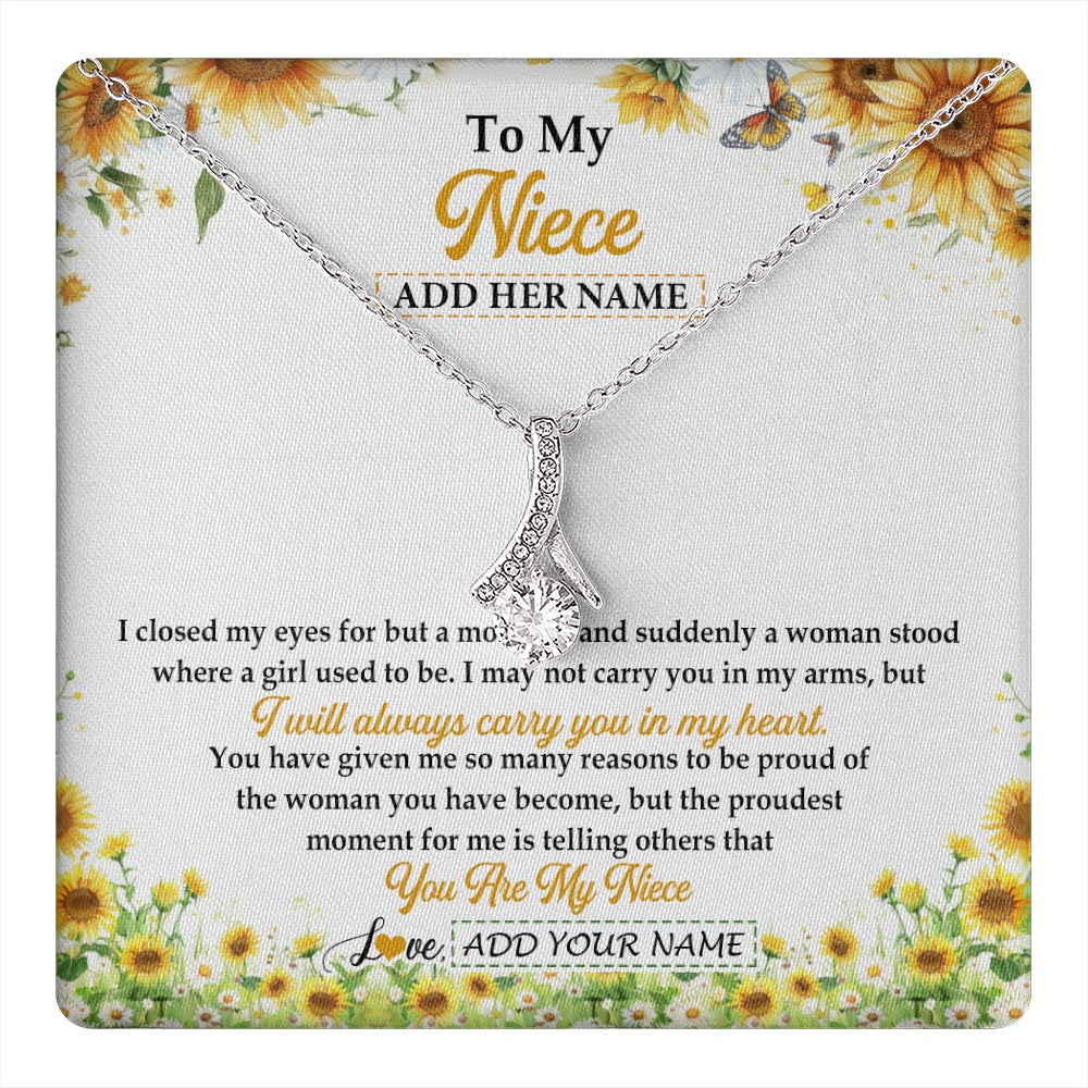 Alluring Beauty Necklace 14K White Gold Finish | 1 | Personalized To My Niece Gifts Necklace From Aunt Uncle I Closed My Eyes Sunflower Best Niece Birthday Gifts Graduation Christmas Custom Gift Box Message Card | teecentury.myshopify
