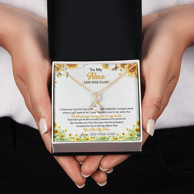 Alluring Beauty Necklace 18K Yellow Gold Finish | 2 | Personalized To My Niece Gifts Necklace From Aunt Uncle I Closed My Eyes Sunflower Best Niece Birthday Gifts Graduation Christmas Custom Gift Box Message Card | teecentury.myshopify