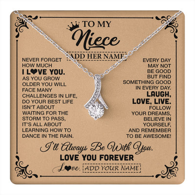 Alluring Beauty Necklace 14K White Gold Finish | 1 | Personalized To My Niece Gifts Necklace From Aunt Uncle Never Forget How Much I Love You Niece Birthday Gifts Christmas Customized Gift Box Message Card | https://teecentury.