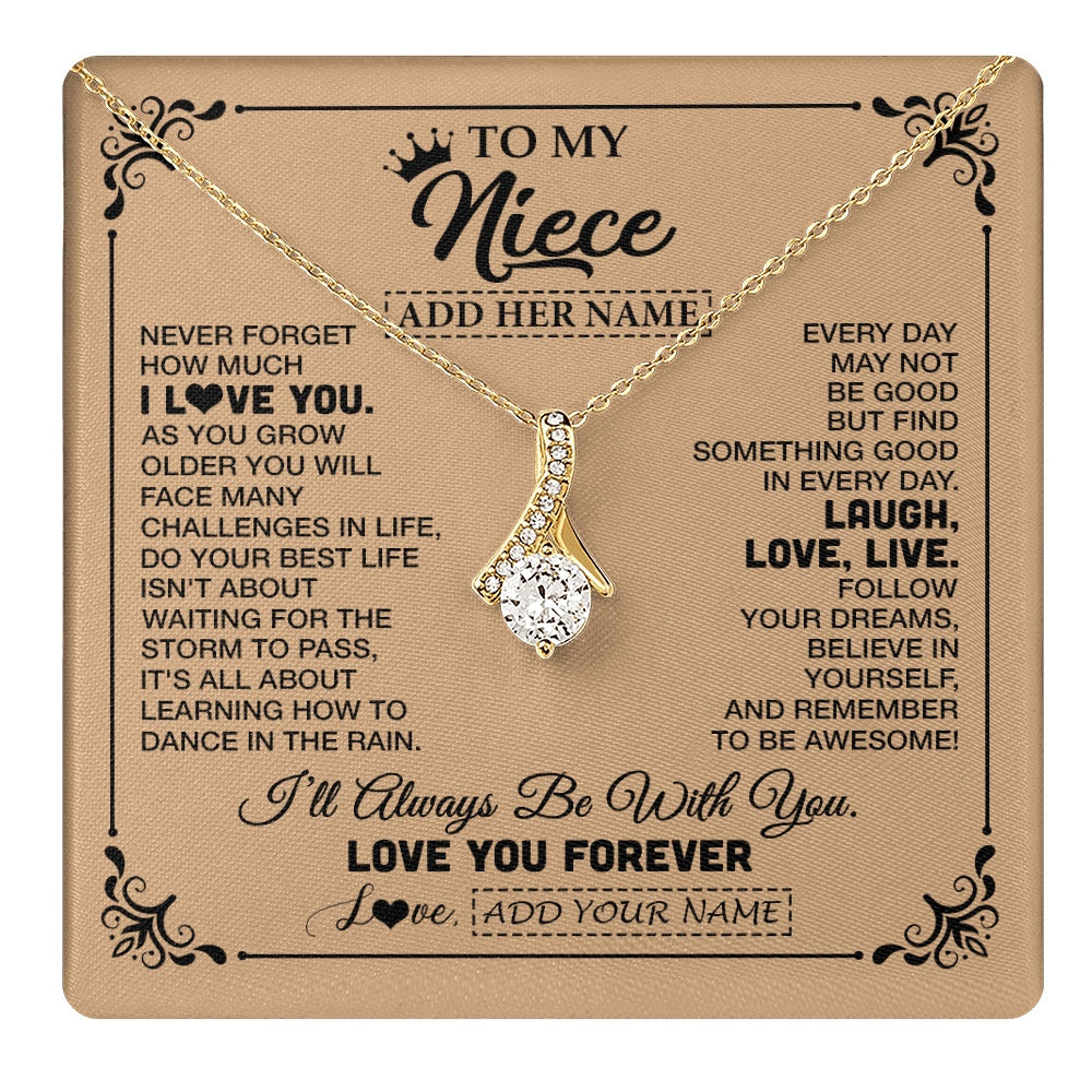Alluring Beauty Necklace 18K Yellow Gold Finish | 1 | Personalized To My Niece Gifts Necklace From Aunt Uncle Never Forget How Much I Love You Niece Birthday Gifts Christmas Customized Gift Box Message Card | https://teecentury.
