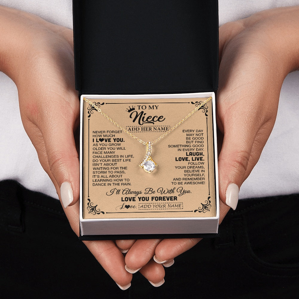 Alluring Beauty Necklace 18K Yellow Gold Finish | 2 | Personalized To My Niece Gifts Necklace From Aunt Uncle Never Forget How Much I Love You Niece Birthday Gifts Christmas Customized Gift Box Message Card | https://teecentury.