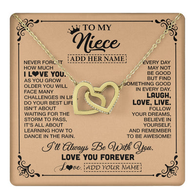 Interlocking Hearts Necklace 18K Yellow Gold Finish | 1 | Personalized To My Niece Gifts Necklace From Aunt Uncle Never Forget How Much I Love You Niece Birthday Gifts Christmas Customized Gift Box Message Card | https://teecentury.