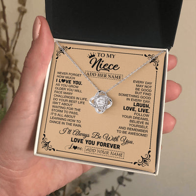 Love Knot Necklace 14K White Gold Finish | 2 | Personalized To My Niece Gifts Necklace From Aunt Uncle Never Forget How Much I Love You Niece Birthday Gifts Christmas Customized Gift Box Message Card | https://teecentury.