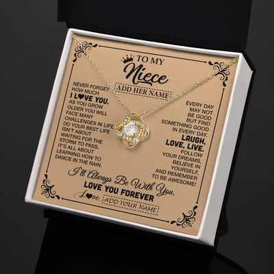 Love Knot Necklace 18K Yellow Gold Finish | 2 | Personalized To My Niece Gifts Necklace From Aunt Uncle Never Forget How Much I Love You Niece Birthday Gifts Christmas Customized Gift Box Message Card | https://teecentury.