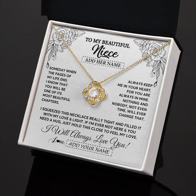 Love Knot Necklace 18K Yellow Gold Finish | 2 | Personalized To My Niece Gifts Necklace From Aunt Uncle Someday When The Pages Birthday Gifts Niece Christmas Graduation Custom Jewelry Gift Box Message Card | https://teecentury.